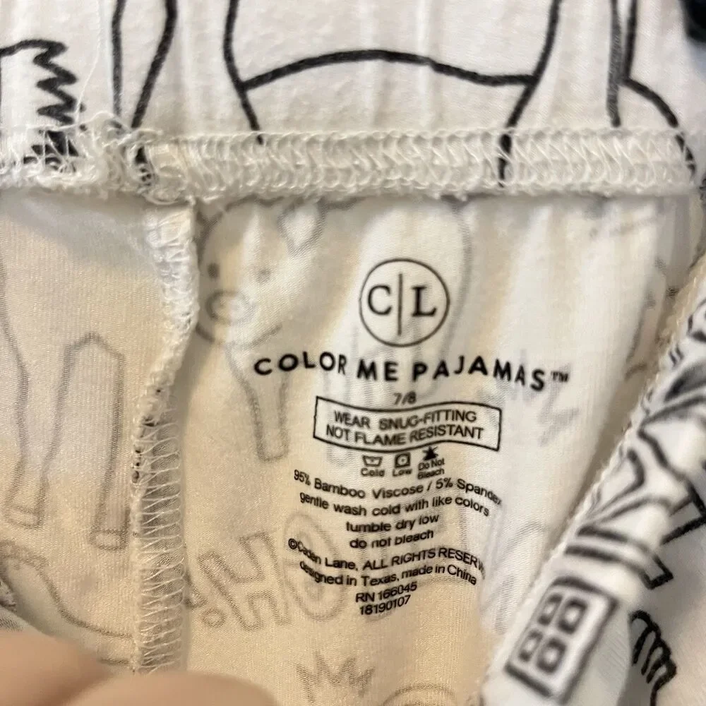 Caden Lane Color Me Pajamas Farm Animals 2-Pc Bamboo Set Kids Size 7/8